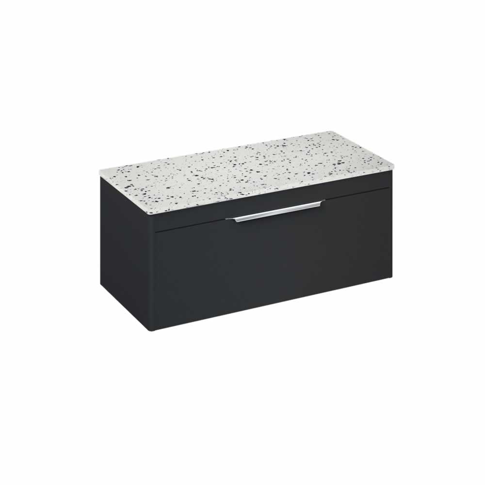 Shoreditch 100cm single drawer Matt Grey with Ice Blue Worktop